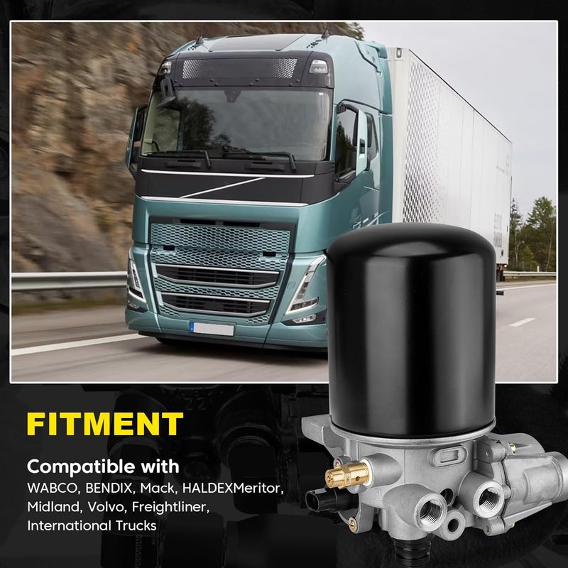 YEHERIT Store R955205 نظام مجفف الهواء 12 فولت سلسلة 1200 متوافق مع WABCO و BENDIX و Mack و HALDEXMeritor و Midland و Volvo و Freightliner و International Trucks يحل محل 4324130010 و TDAR955205 - Image 2